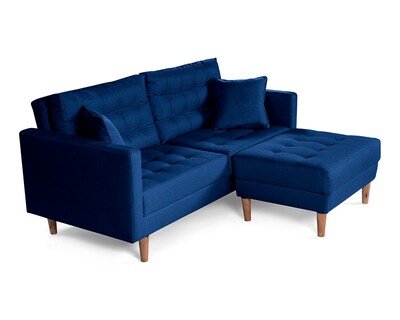 Foto 3 | Sala Modular Sofá Cama Reversible de Lino Azul Modelo Jerome