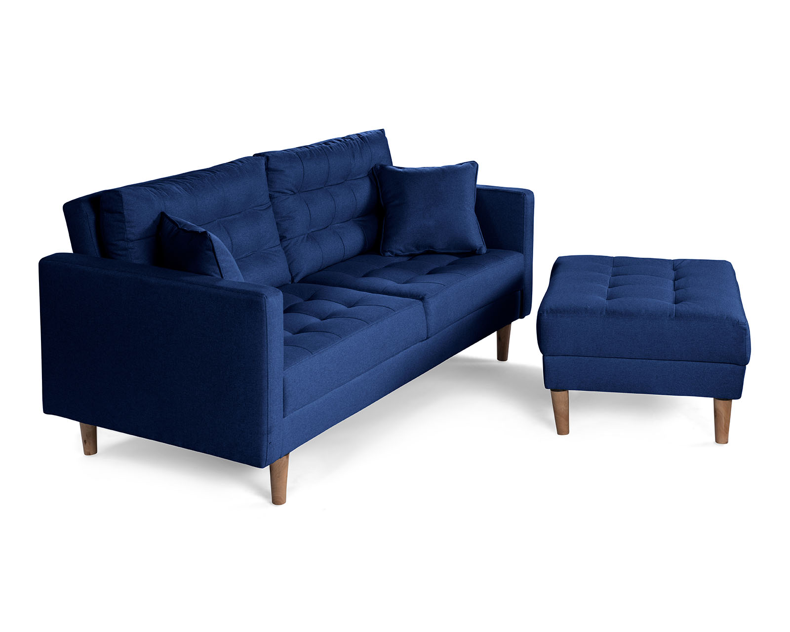 Foto 5 pulgar | Sala Modular Sofá Cama Reversible de Lino Azul Modelo Jerome