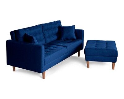Foto 4 | Sala Modular Sofá Cama Reversible de Lino Azul Modelo Jerome