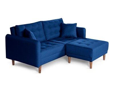 Foto 3 | Sala Modular Sofá Cama Reversible de Lino Azul Modelo Cinnamon Makora
