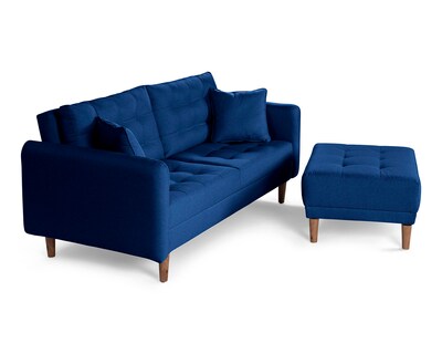 Foto 4 | Sala Modular Sofá Cama Reversible de Lino Azul Modelo Cinnamon Makora