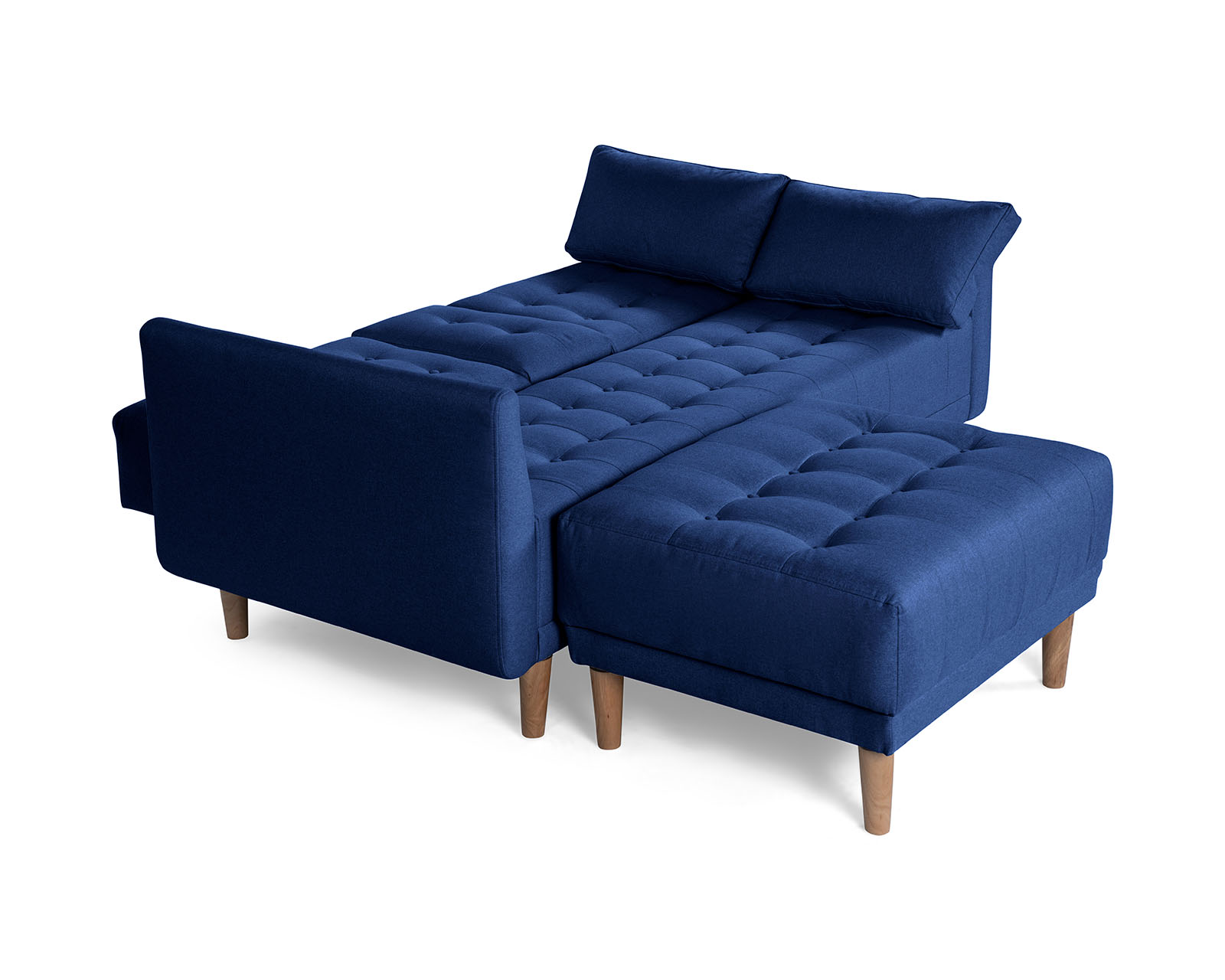 Foto 5 | Sala Modular Sofá Cama Reversible de Lino Azul con Portavasos Modelo Mandarín