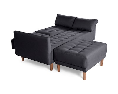 Foto 5 | Sala Modular Sofá Cama Reversible de Lino Gris Oxford con Portavasos Modelo Mandarín