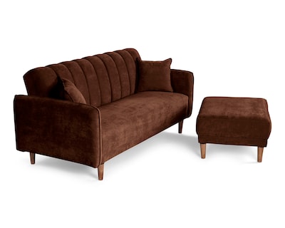 Foto 4 | Sala Modular Sofá Cama Reversible De Velvet Chocolate Modelo Avocata
