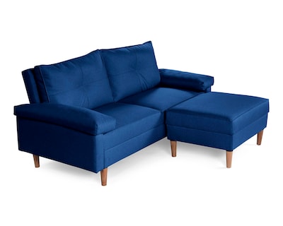Foto 3 | Sala Modular Sofá Cama Reversible de Lino Azul Modelo Cassanova Makora
