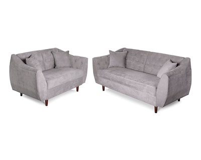 Foto 1 | Sala de Velvet Gris Claro Makora Clooney