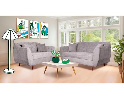 Foto 2 | Sala de Velvet Gris Claro Makora Clooney