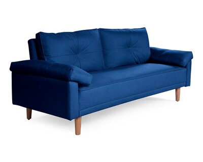 Foto 3 | Sofá Cama De Lino Color Azul Modelo Mandela