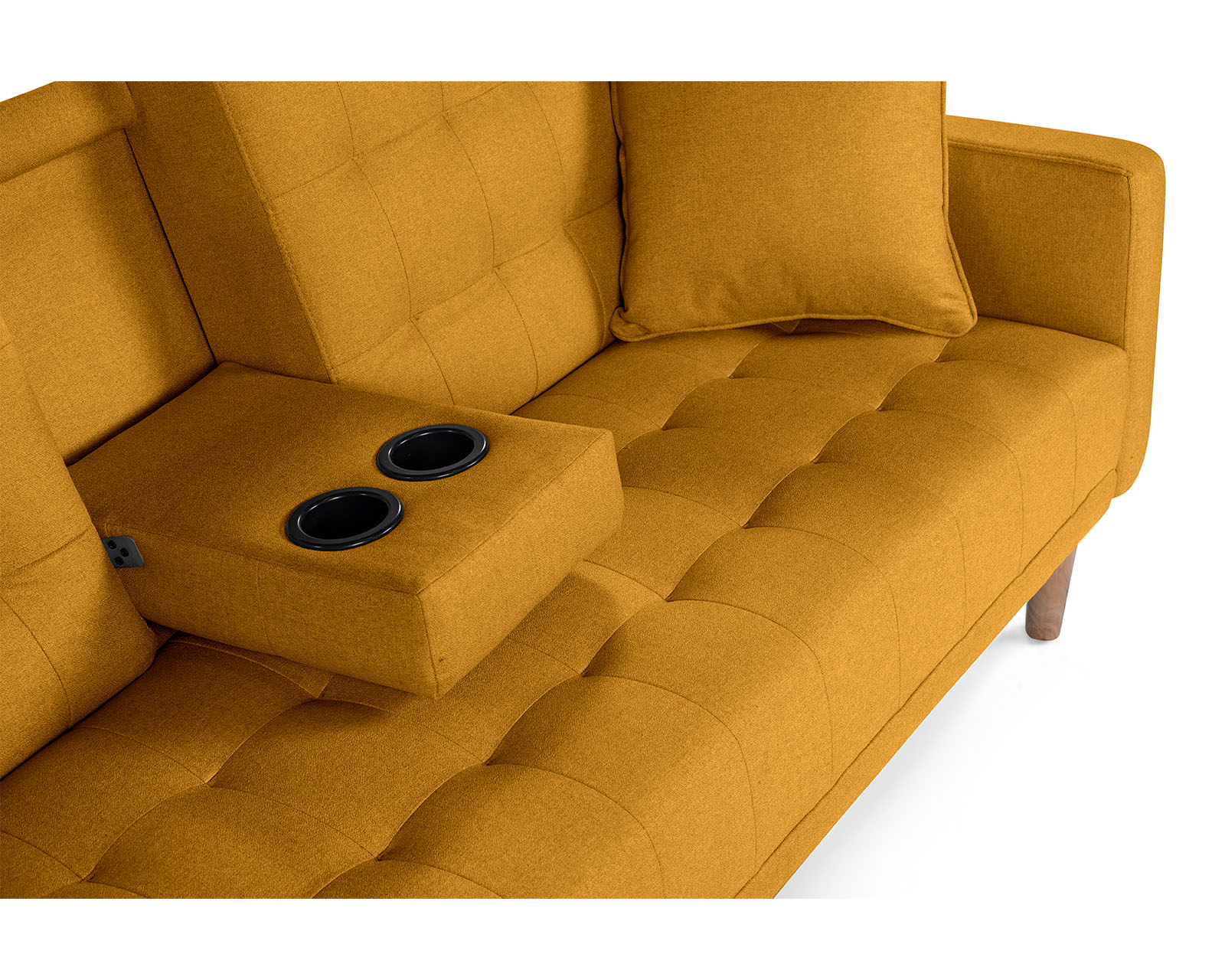 Foto 6 | Sofá Cama de Lino con Portavasos Mostaza Boxsofa Tammy