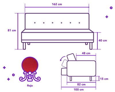 Foto 7 | Sofá Cama Sofantástico Mandela Roja