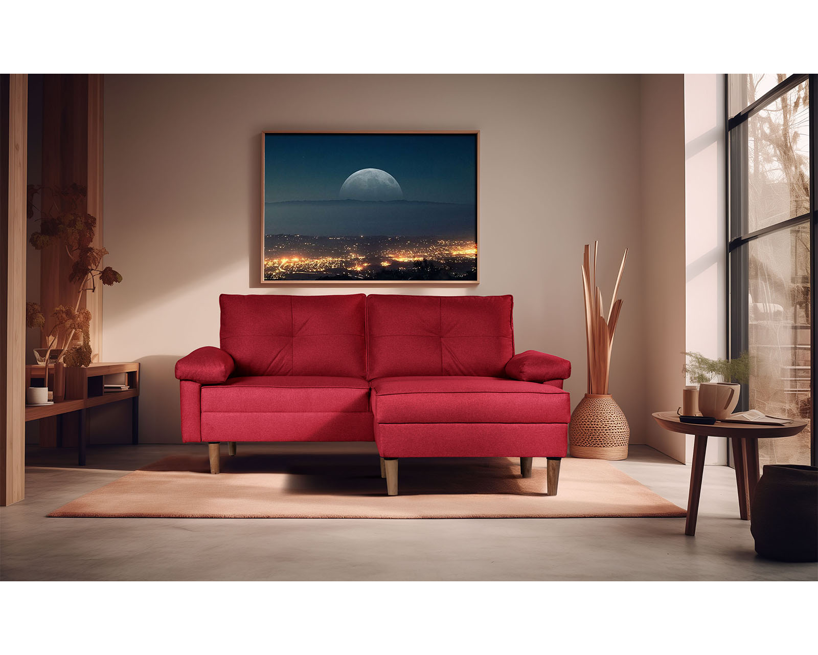 Sala Modular Sofantástico Rojo Boxsofa Casanova Sofá Cama Reversible de Lino