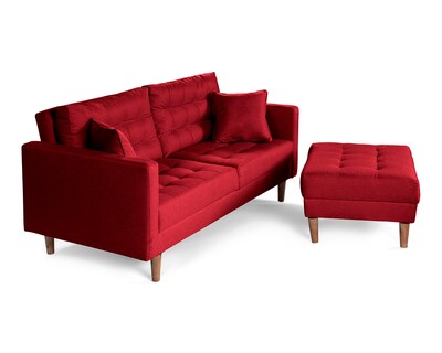 Foto 4 | Sala Modular Sofá Cama Reversible de Lino Rojo Boxsofa Jerome