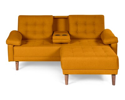 Foto 2 | Sala Modular Sofá Cama Reversible con Portavasos de Lino Mostaza Praia
