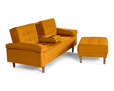Foto 4 | Sala Modular Sofá Cama Reversible con Portavasos de Lino Mostaza Praia