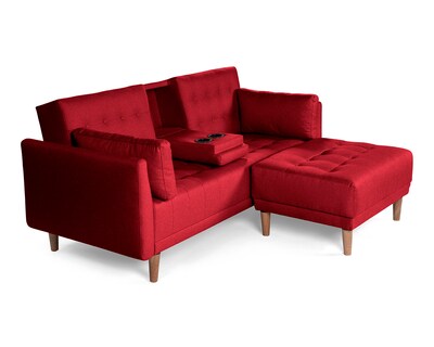 Foto 3 | Sala Modular Sofá Cama Reversible Con Portavasos de Lino Rojo Boxsofa Mandarín