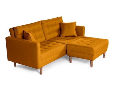 Foto 3 | Sala Modular Sofá Cama Reversible de Lino Mostaza Boxsofa Jerome