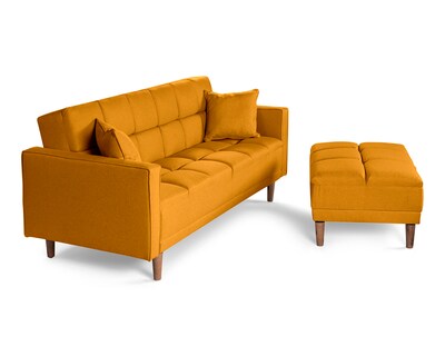 Foto 4 | Sala Modular Sofá Cama Reversible de Lino Mostaza Modelo Mykolo Makora