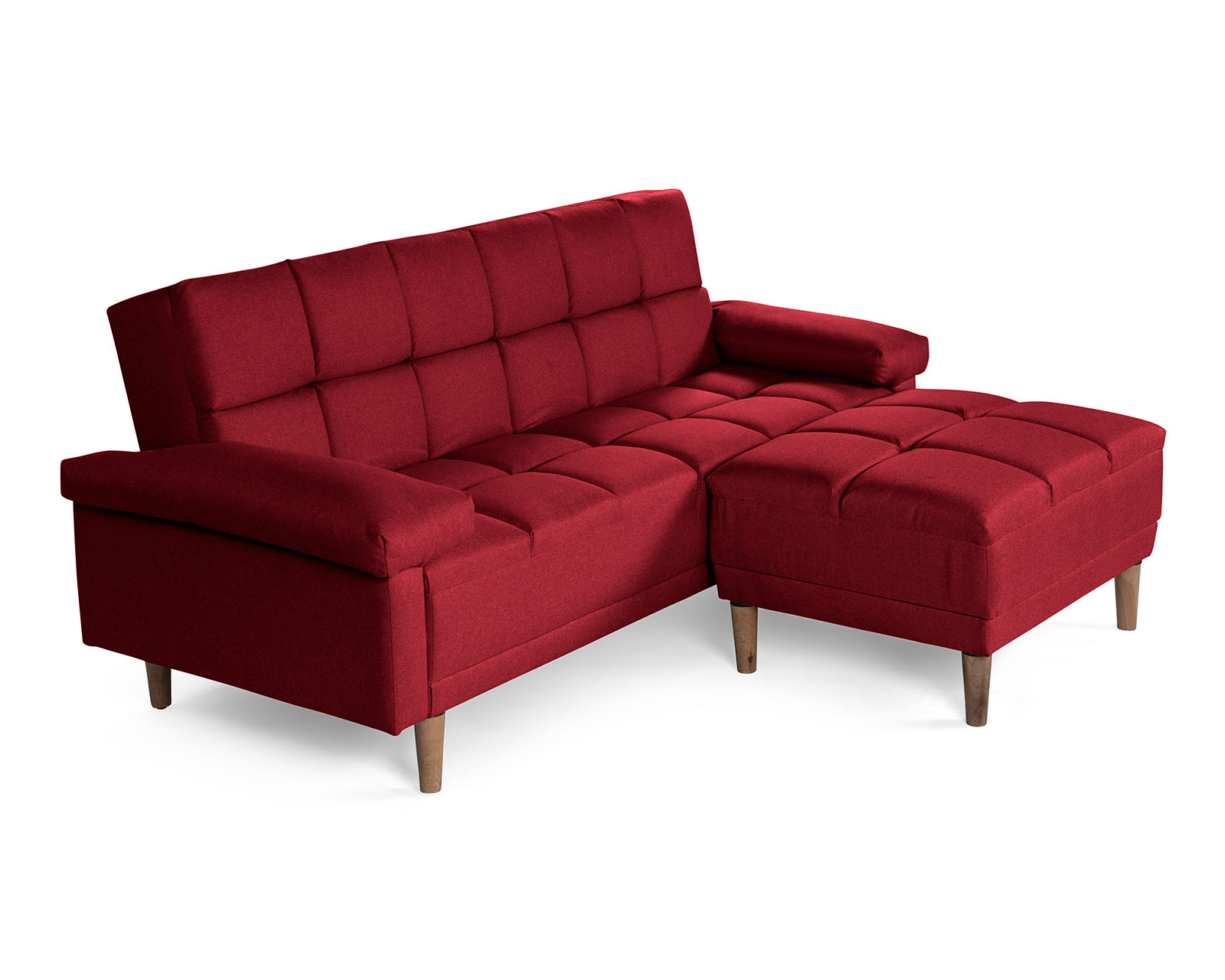 Foto 3 | Sala Modular Sofá Cama Reversible de Lino Rojo Modelo Eros Makora