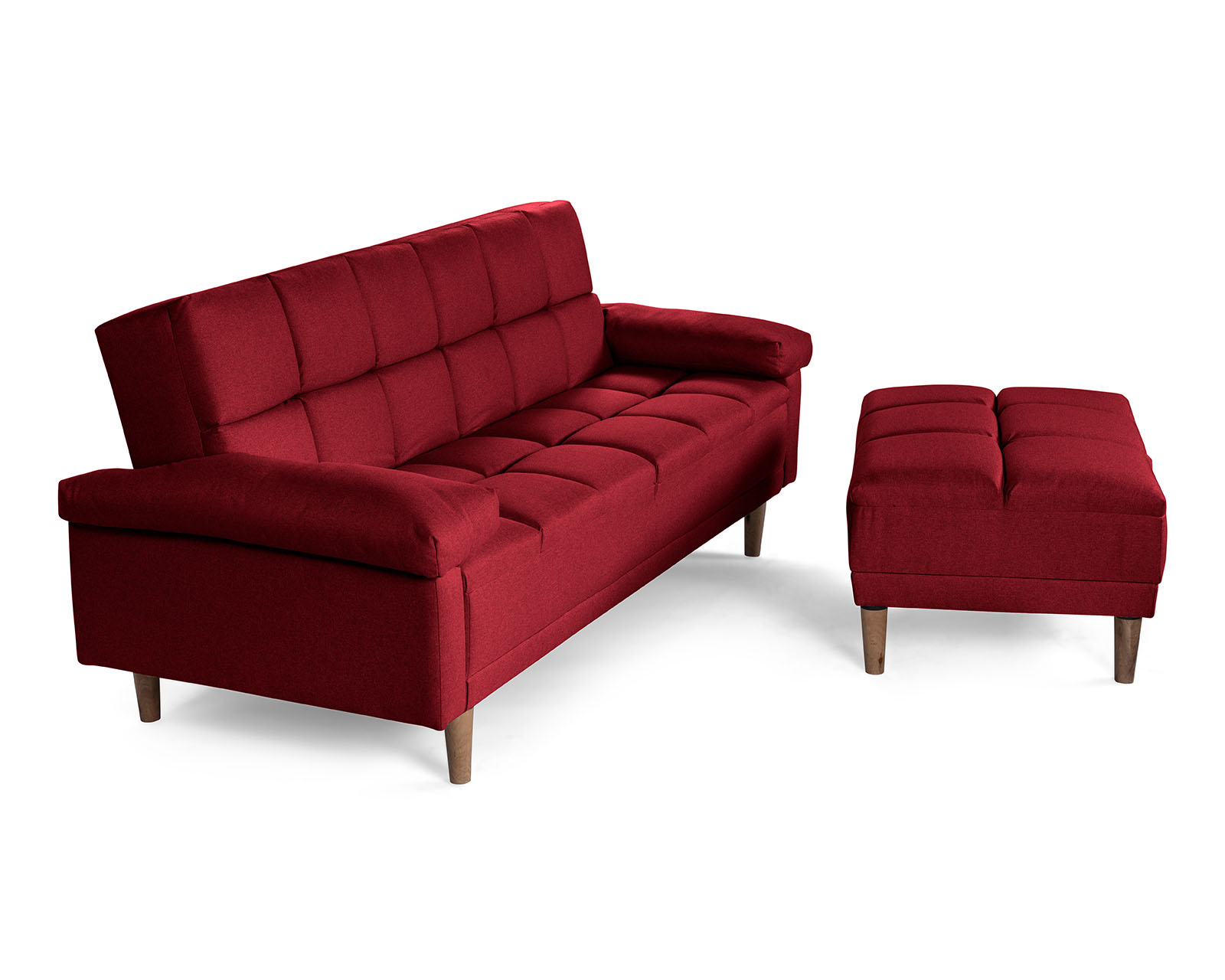 Foto 4 | Sala Modular Sofá Cama Reversible de Lino Rojo Modelo Eros Makora