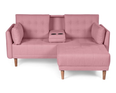 Foto 1 | Sala Modular Sofá Cama Reversible con Portavasos de Lino Rosa Boxsofa Mandarín