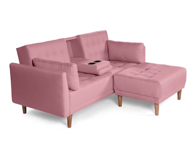 Foto 3 | Sala Modular Sofá Cama Reversible con Portavasos de Lino Rosa Boxsofa Mandarín