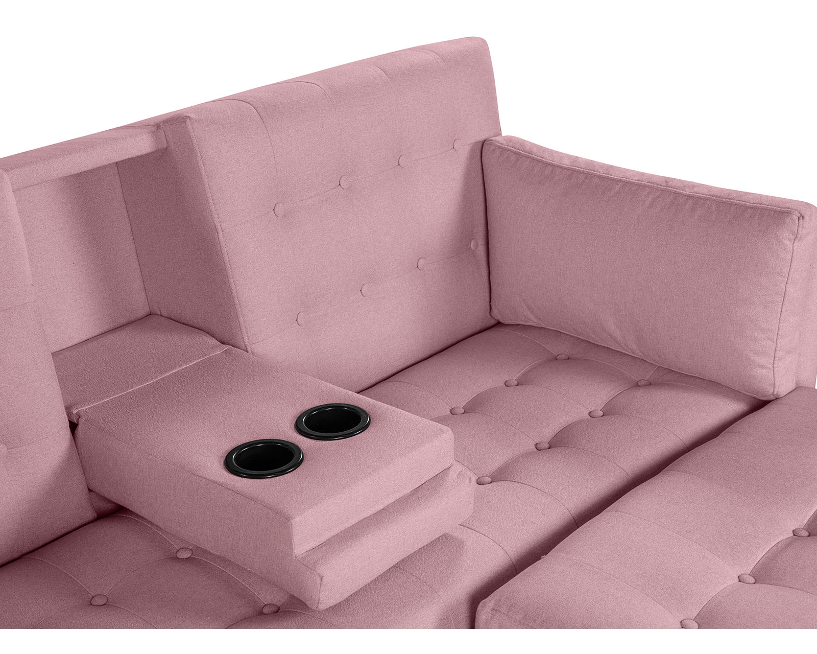 Foto 6 | Sala Modular Sofá Cama Reversible con Portavasos de Lino Rosa Boxsofa Mandarín