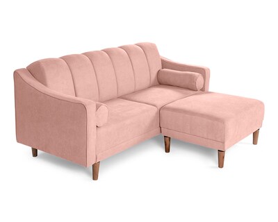 Foto 3 | Sala Modular Sofá Cama Reversible de Velvet Rosa Novella