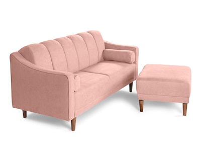 Foto 4 | Sala Modular Sofá Cama Reversible de Velvet Rosa Novella