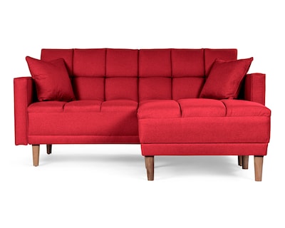 Foto 1 | Sala Modular Sofá Cama Reversible de Lino Rojo Modelo Mykolo Makora
