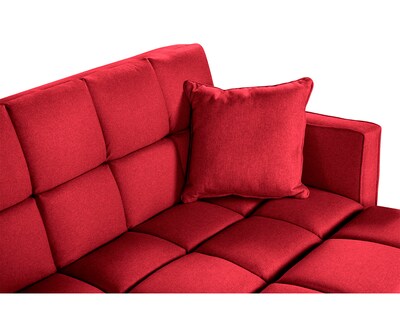 Foto 6 | Sala Modular Sofá Cama Reversible de Lino Rojo Modelo Mykolo Makora