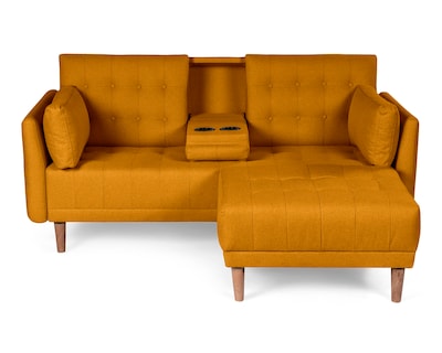 Foto 2 | Sala Modular Sofá Cama Reversible con Portavasos de Lino Mostaza Boxsofa Mandarín
