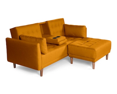 Foto 3 | Sala Modular Sofá Cama Reversible con Portavasos de Lino Mostaza Boxsofa Mandarín
