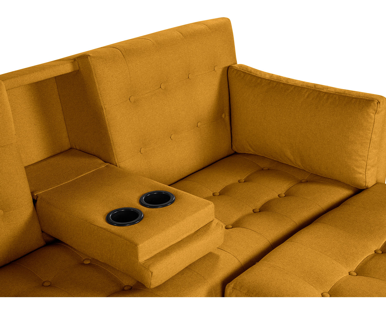 Foto 6 | Sala Modular Sofá Cama Reversible con Portavasos de Lino Mostaza Boxsofa Mandarín