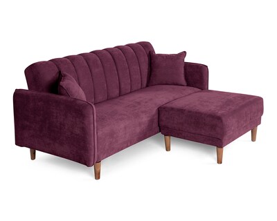 Foto 3 | Sala Modular Sofá Cama Sofantástico Avocata Reversible De Velvet Morado Boxsofa Púrpura