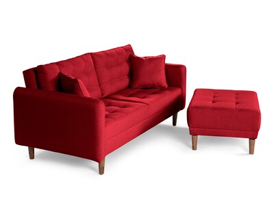 Foto 4 | Sala Modular Sofá Cama Reversible de Lino Rojo Modelo Cinnamon Makora