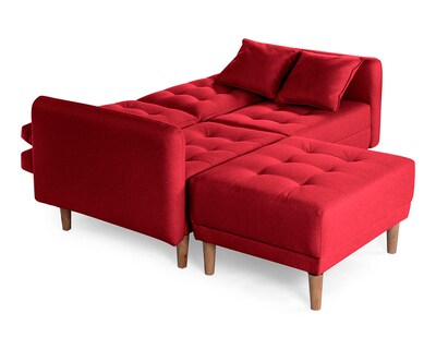 Foto 5 | Sala Modular Sofá Cama Reversible de Lino Rojo Modelo Cinnamon Makora