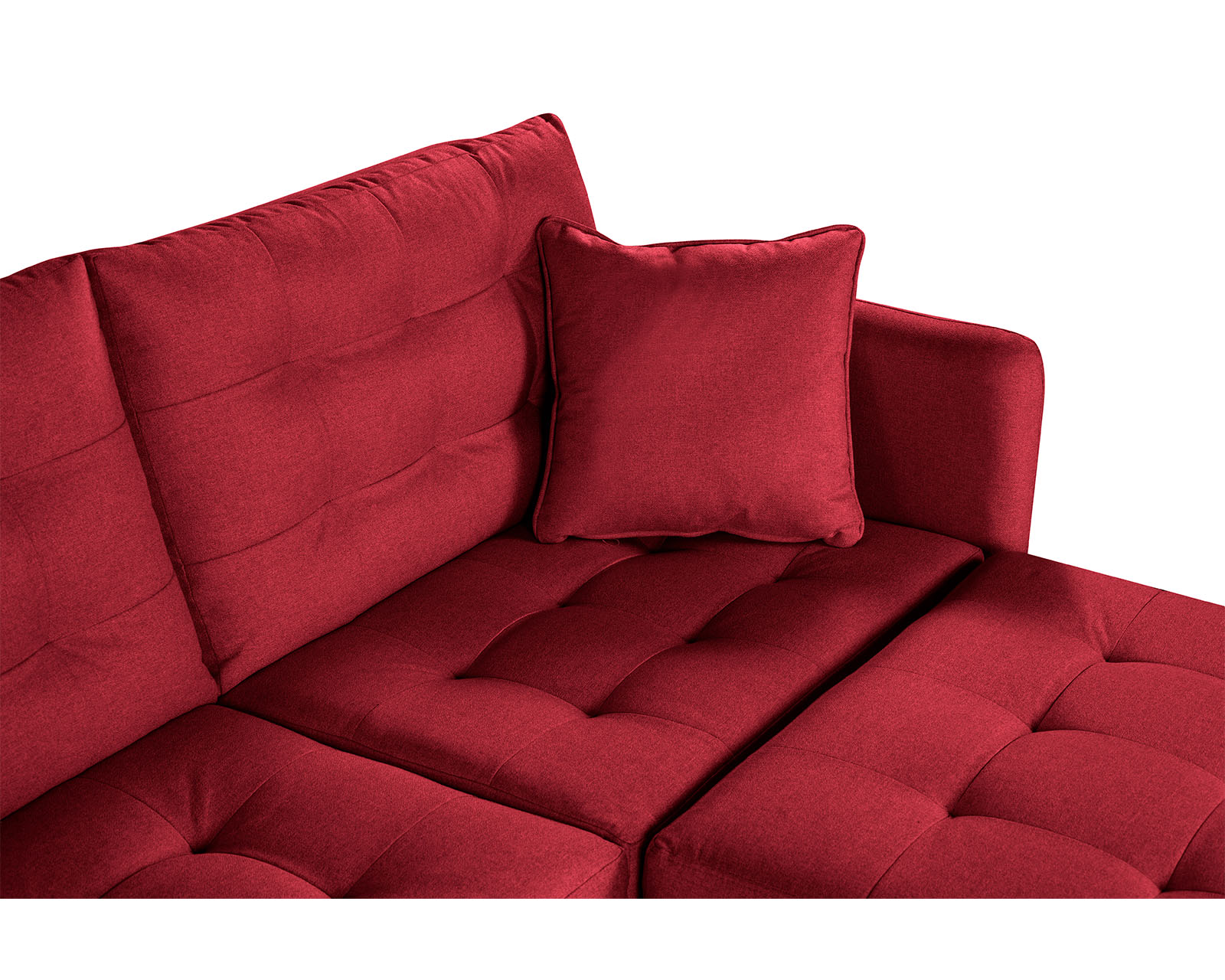 Foto 7 pulgar | Sala Modular Sofá Cama Reversible de Lino Rojo Modelo Cinnamon Makora