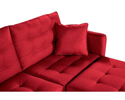 Foto 6 | Sala Modular Sofá Cama Reversible de Lino Rojo Modelo Cinnamon Makora