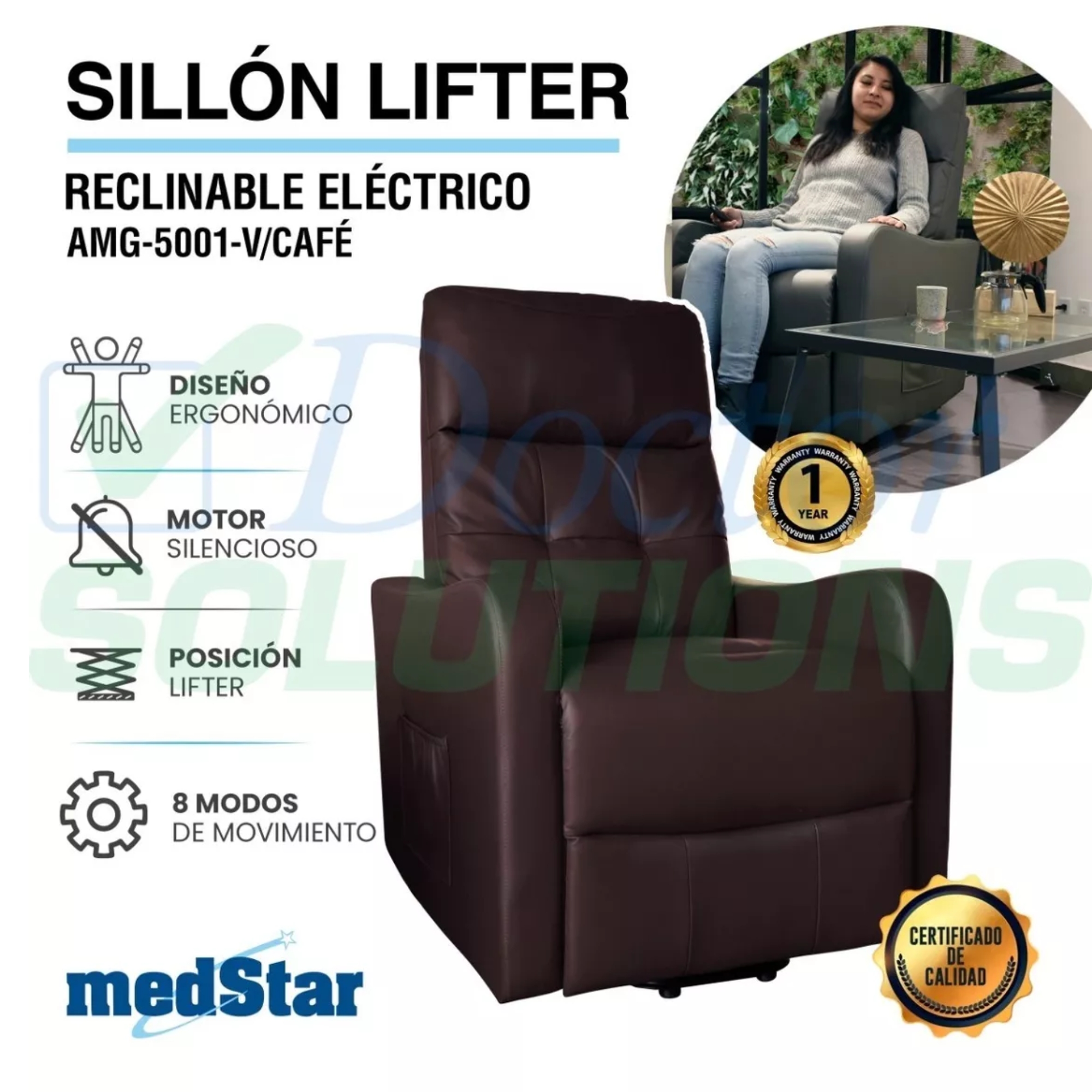 Foto 3 pulgar | Sillón Eléctrico Reclinable MedStar Eleva Usuario 45°