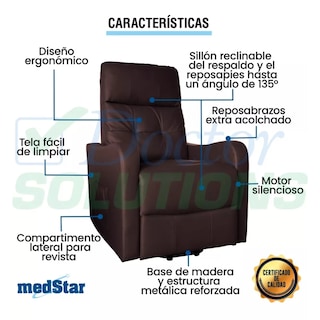 Foto 5 | Sillón Eléctrico Reclinable MedStar Eleva Usuario 45°
