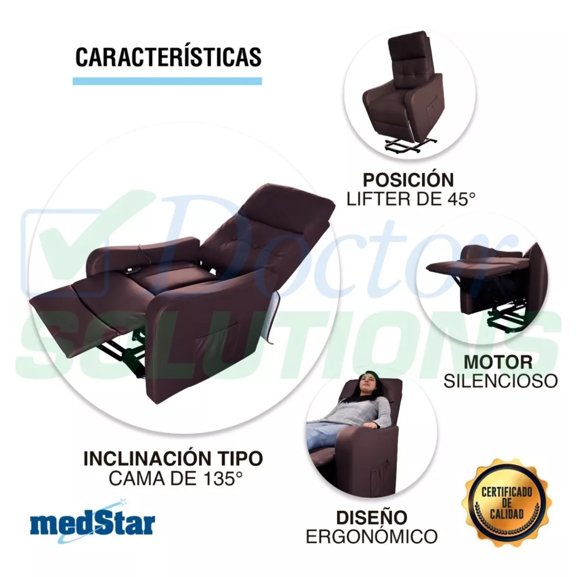 Foto 7 pulgar | Sillón Eléctrico Reclinable MedStar Eleva Usuario 45°