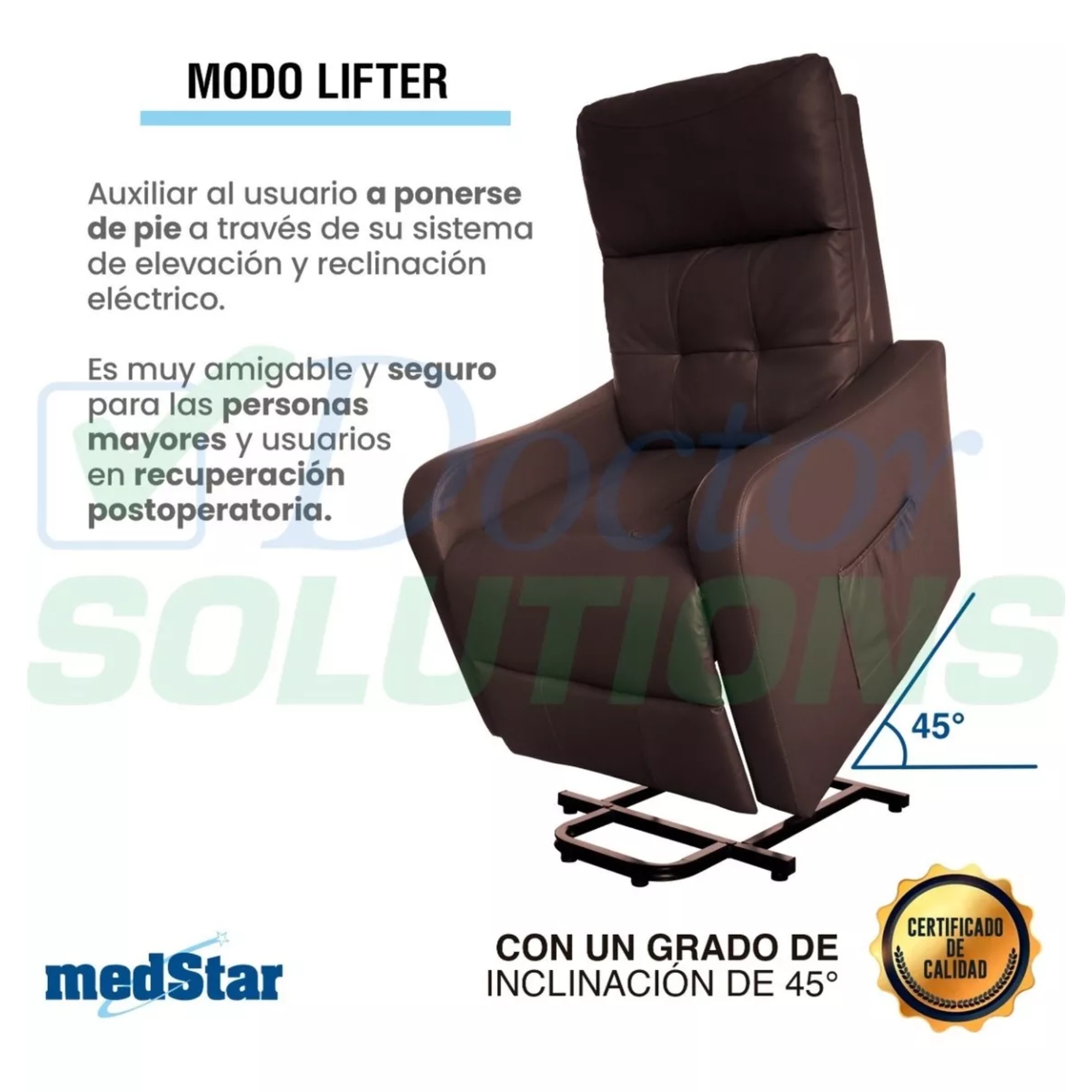 Foto 7 | Sillón Eléctrico Reclinable MedStar Eleva Usuario 45°