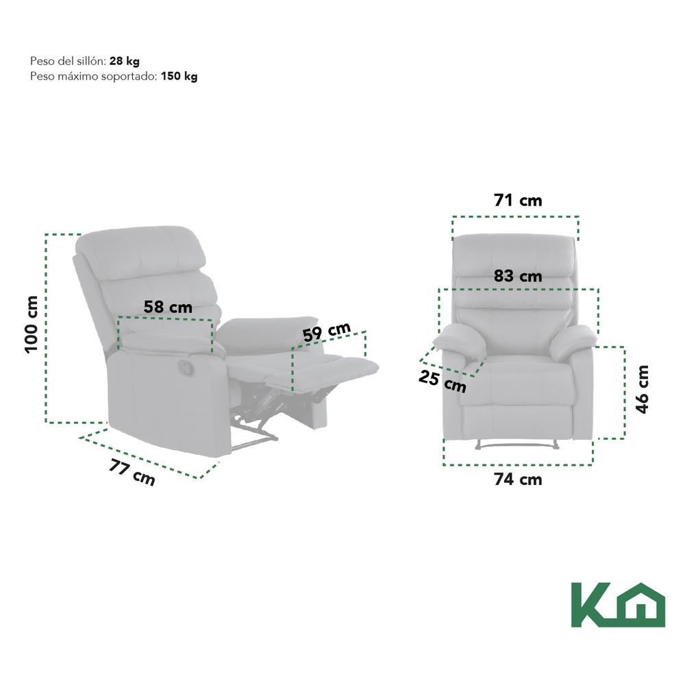 Foto 7 pulgar | Sillón Reclinable KingsHouse Gris