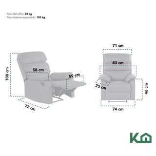 Foto 6 | Sillón Reclinable KingsHouse Gris