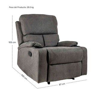 Foto 7 | Sillón Reclinable Reposet Rack & Pack Gris Moderno Minimalista