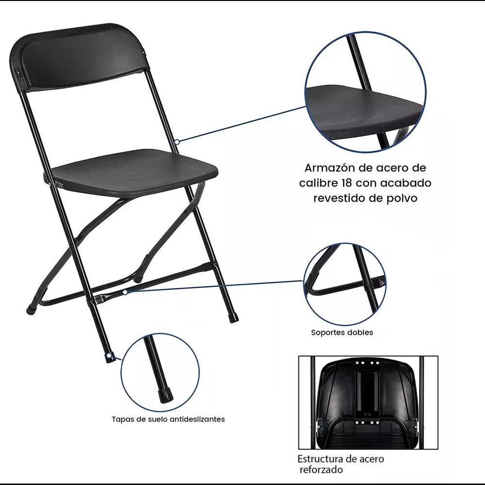 Foto 4 pulgar | Silla Plegable Reforzada Plástico Fiesta Exterior Resistente