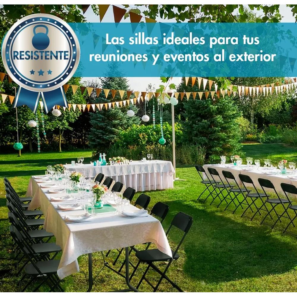 Foto 8 pulgar | Silla Plegable Reforzada Plástico Fiesta Exterior Resistente