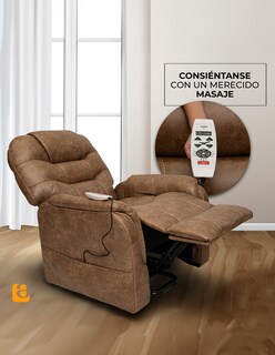 Foto 3 | Sillón Reclinable Eléctrico Xena Con Masaje Y Elevación De Tela Color Café