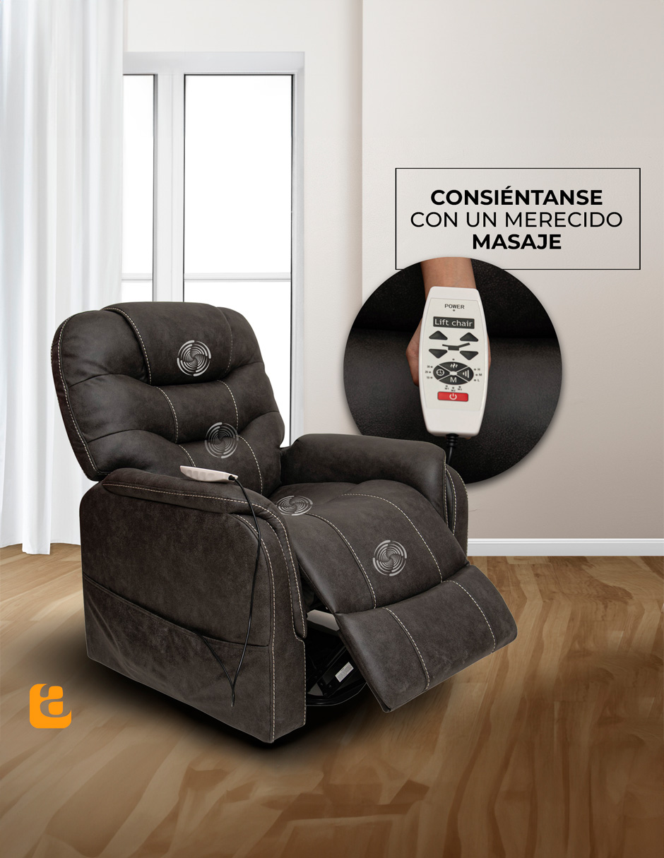 Foto 4 pulgar | Sillón Reclinable Eléctrico Xena Con Masaje Y Elevación De Tela Color Gris