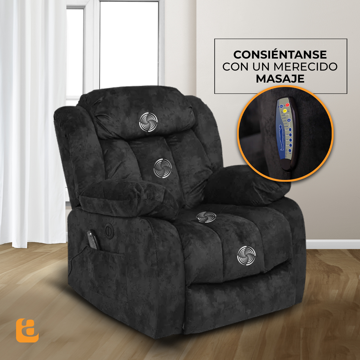 Foto 3 pulgar | Reclinable Eléctrico Con Masaje, Calor Y Elevador Fannyl De Tela Color Gris